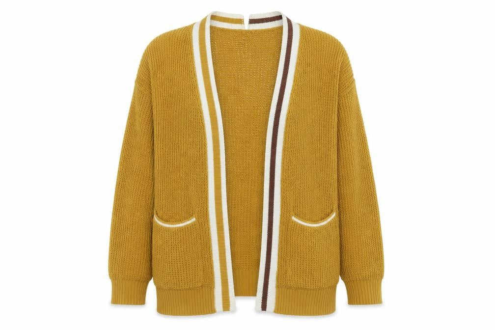 Front view of Universal Thread Women's Brown Cardigan M Waffle-Knit