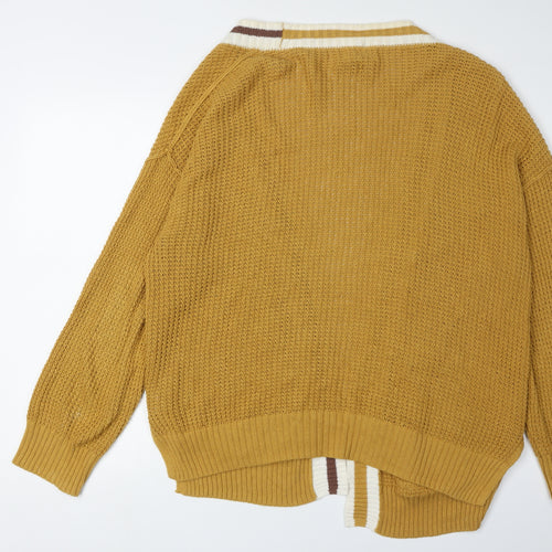 Universal Thread Women's Brown Cardigan M Waffle-Knit