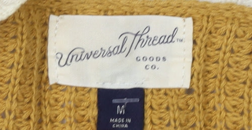 Universal Thread Women's Brown Cardigan M Waffle-Knit