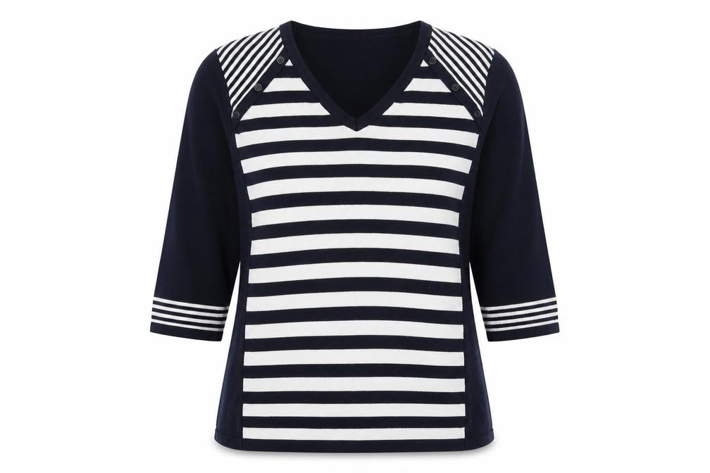 Front view of Collection L Women's Black Striped jumper, size 14