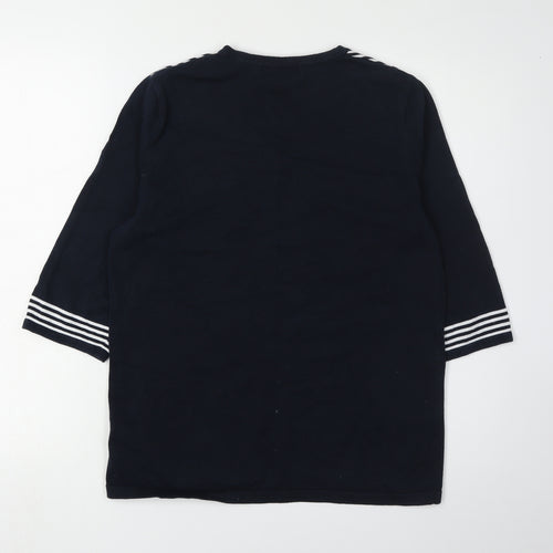 Collection L Women's Black Striped Pullover Jumper Size 14