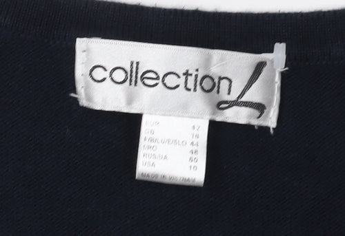 Collection L Women's Black Striped Pullover Jumper Size 14