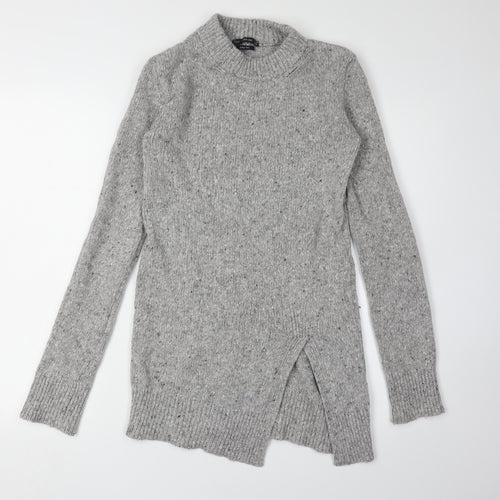 Zara Women’s Grey Mock Neck Wool Pullover Jumper