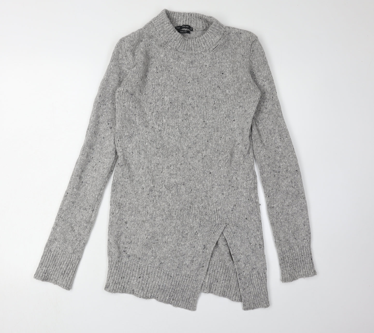 Zara Women’s Grey Mock Neck Wool Pullover Jumper
