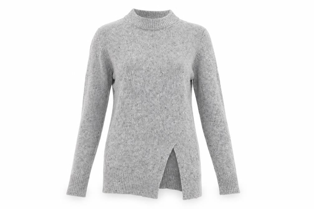 Front view of Zara Women’s Grey Mock Neck Wool jumper