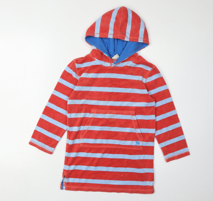 Mini Boden Boys Red Blue Striped Hoodie 6-7 Years