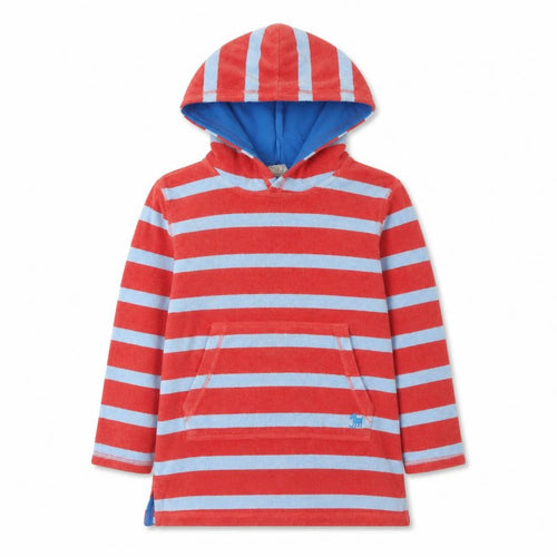 Mini Boden Boys Red Blue Striped Hoodie 6-7 Years