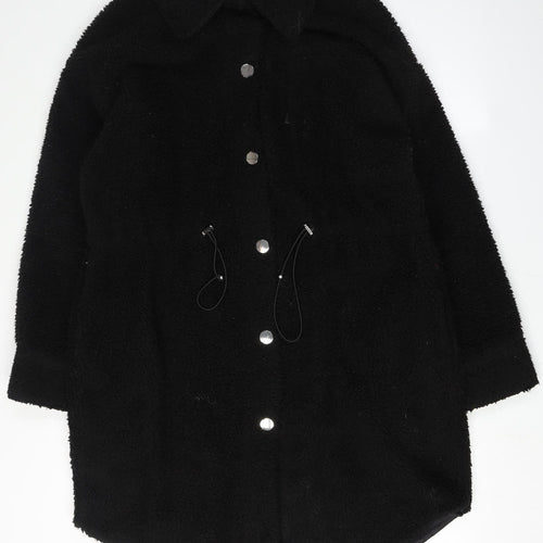 Next Women's Black Fleece Mid-Length Coat Size 14