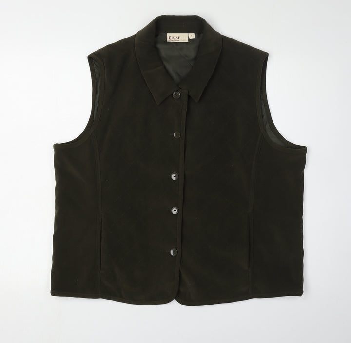 EWM Men's Green Waistcoat, Lined, Size L, Casual Buttoned