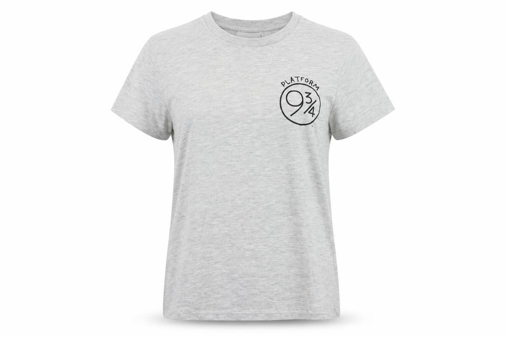 Front view of Harry Potter Women's Grey T-Shirt, size 8, - Platform 93⁄4