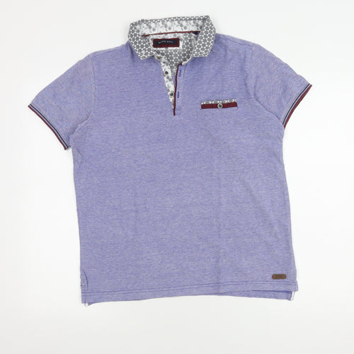 Brave Soul Men's Blue Polo Shirt - M