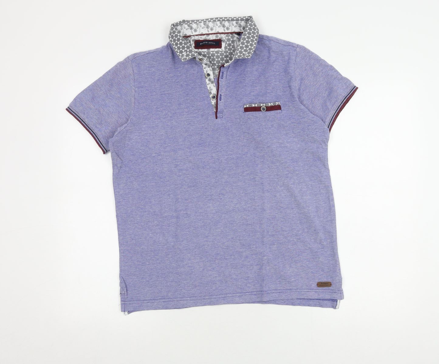 Brave Soul Men's Blue Polo Shirt - M