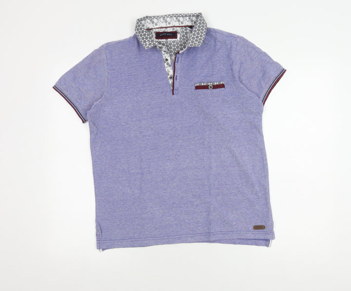 Brave Soul Men's Blue Polo Shirt - M