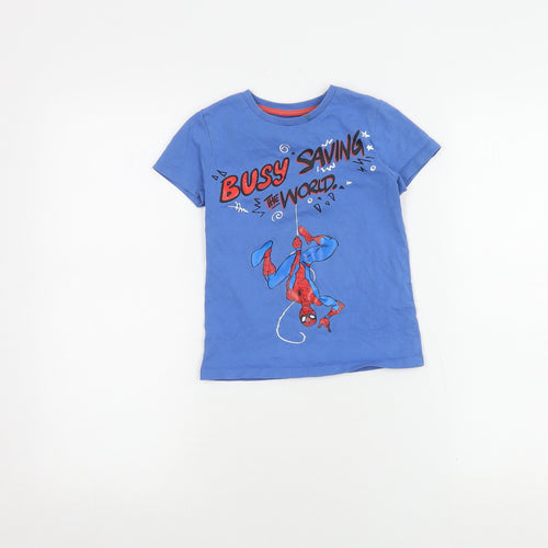 Marks and Spencer Boys Blue Spider-Man T-Shirt 4-5 Years