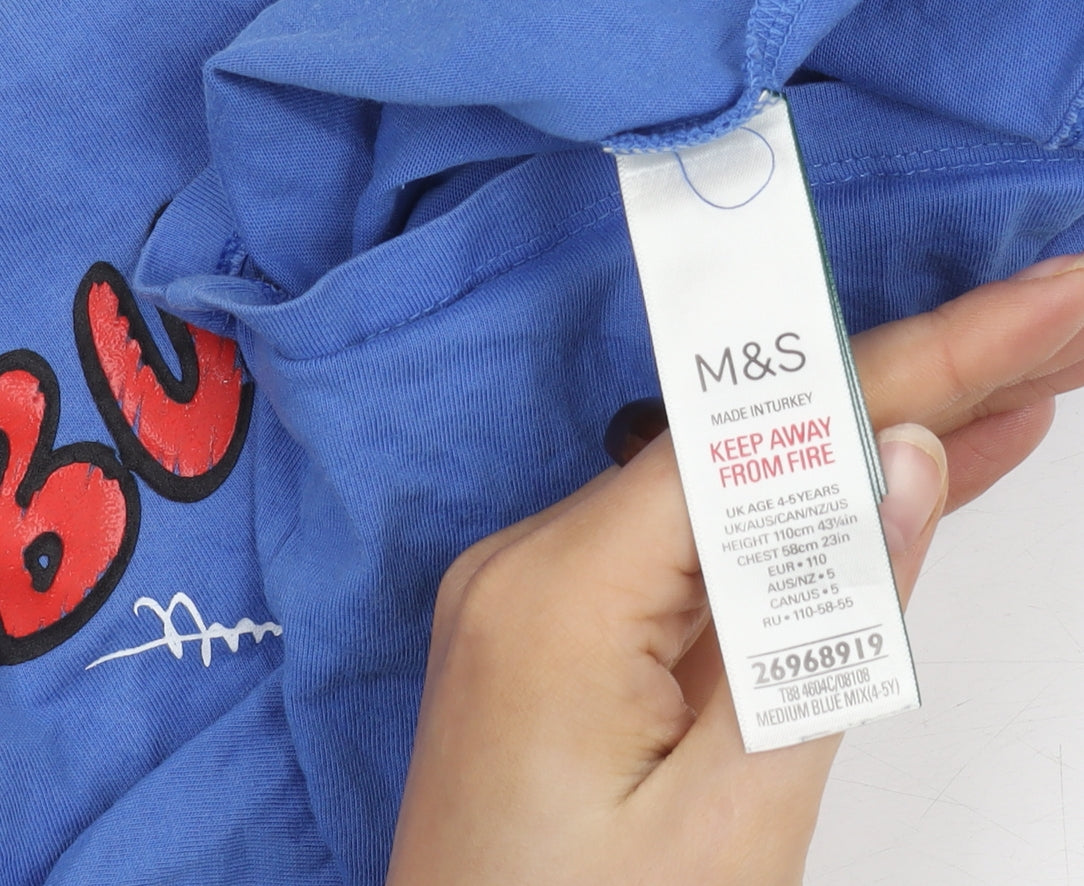 Marks and Spencer Boys Blue Spider-Man T-Shirt 4-5 Years