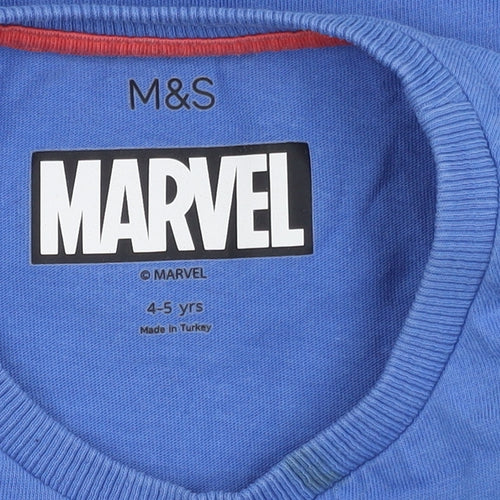 Marks and Spencer Boys Blue Spider-Man T-Shirt 4-5 Years