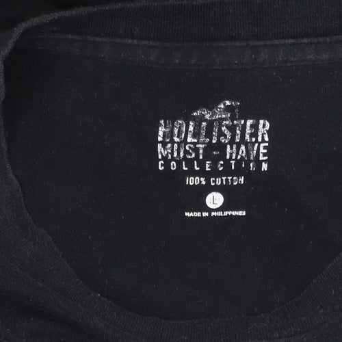 Hollister Men's Black Crew Neck T-Shirt, Size L
