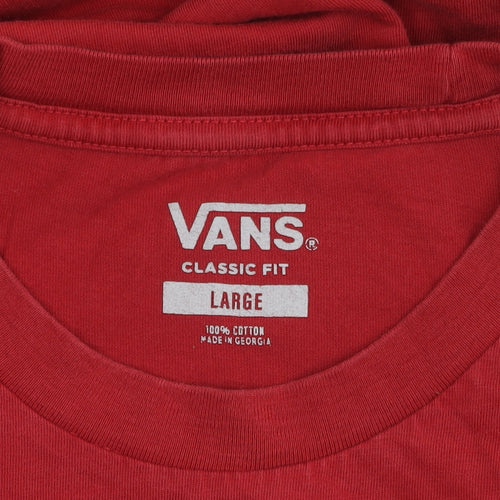Vans Men's Red Classic Fit Cotton Crew Neck T-Shirt L