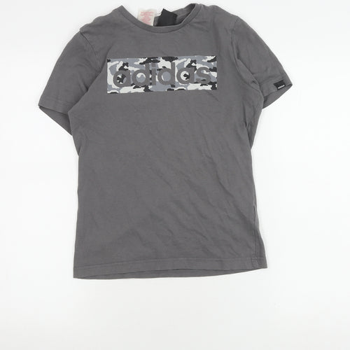 adidas Boys Grey Logo T-Shirt, M - Sporty & Casual Style