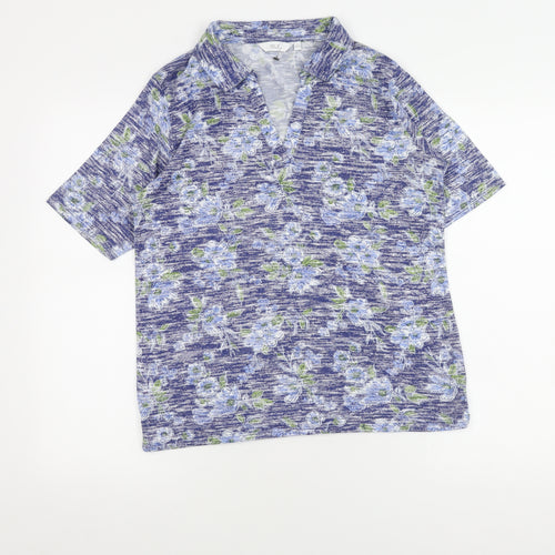 ISLE Women's Blue Floral Short Sleeve Top Size 10-12