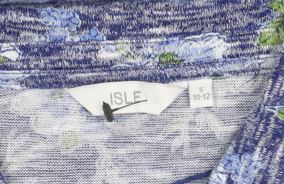 ISLE Women's Blue Floral Short Sleeve Top Size 10-12