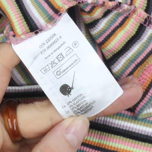 Monki Women's Multicoloured Striped Jersey Top XXS