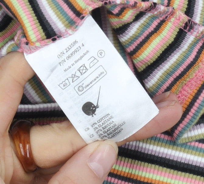Monki Women's Multicoloured Striped Jersey Top XXS
