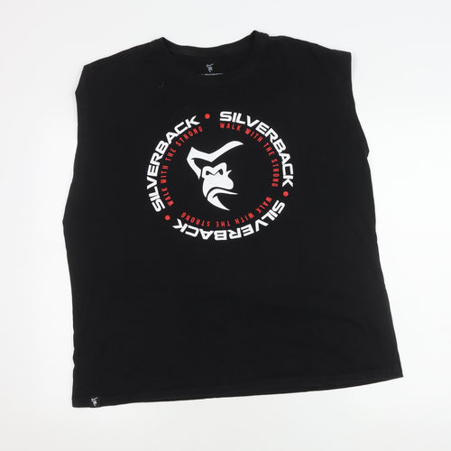 Silverback Men’s Black 2XL Sleeveless T-Shirt, Graphic Print