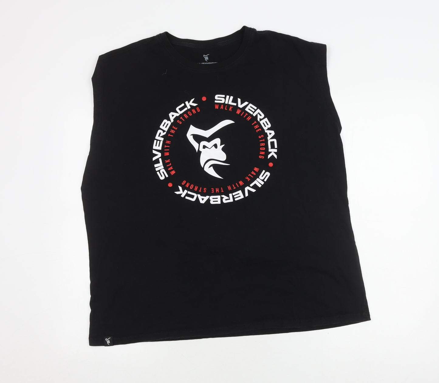 Silverback Men’s Black 2XL Sleeveless T-Shirt, Graphic Print