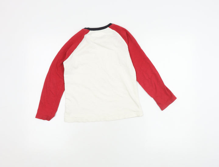 John Lewis Boys White Red Long Sleeve Animal T-Shirt 8 Years