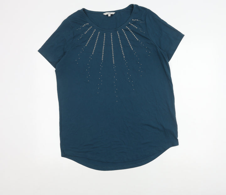 Next Women's Blue Beaded T-Shirt, Size 14