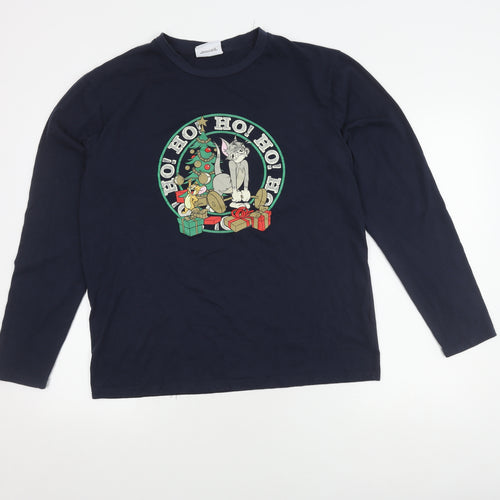 Men's Blue Tom & Jerry Christmas T-Shirt, Size L