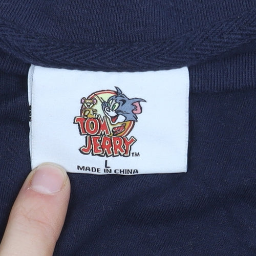 Men's Blue Tom & Jerry Christmas T-Shirt, Size L