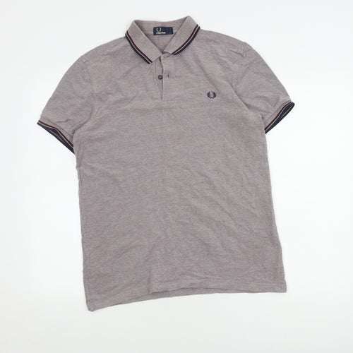 Fred Perry Men's Grey Polo Shirt L Collared Logo Casual