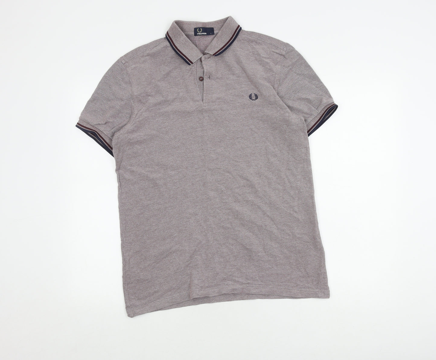Fred Perry Men's Grey Polo Shirt L Collared Logo Casual