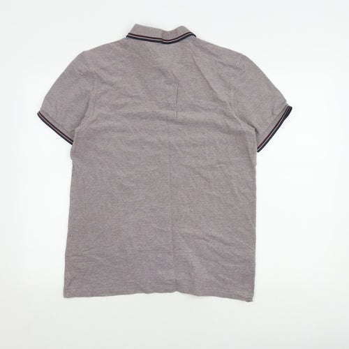 Fred Perry Men's Grey Polo Shirt L Collared Logo Casual
