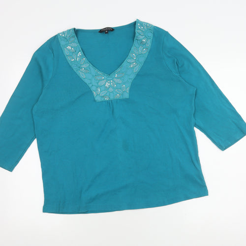 Debenhams Women’s Blue 3/4 Sleeve V-Neck Blouse Size 18