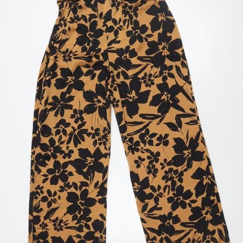 New Look Women's Black Floral Trousers Size 10