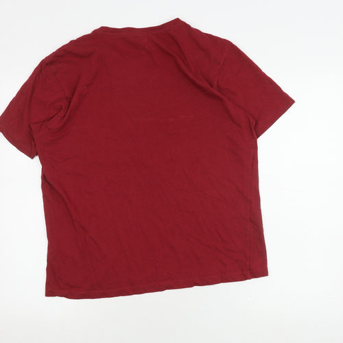 Crosshatch Men's Red Crew Neck T-Shirt L