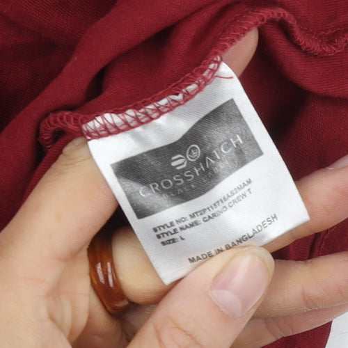 Crosshatch Men's Red Crew Neck T-Shirt L