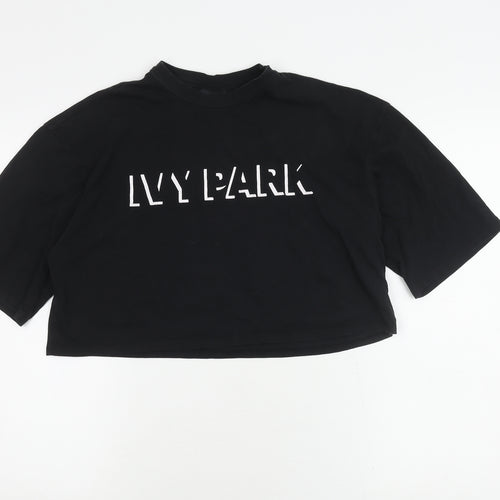 Ivy Park Women's Black Cropped T-Shirt, M, Casual Style