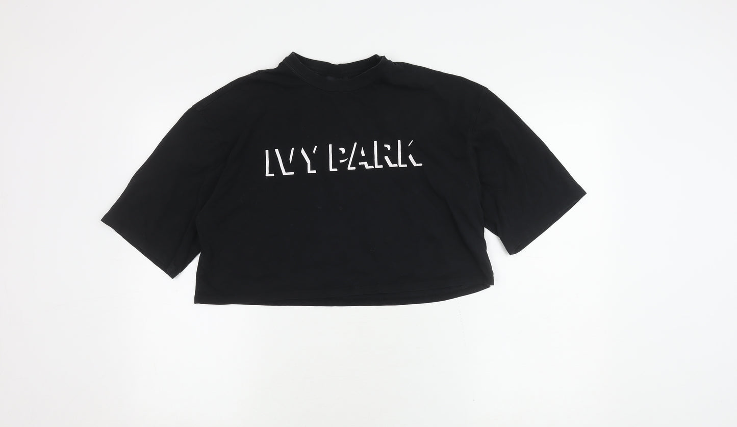 Ivy Park Women's Black Cropped T-Shirt, M, Casual Style