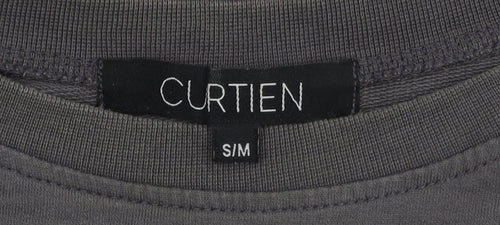 CURTIEN Men's Grey T-Shirt, Size S, Crew Neck