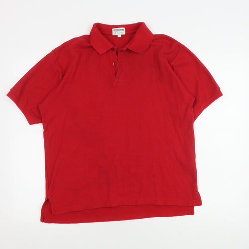 Beaufort Men's Red Cotton Polo Shirt Size L