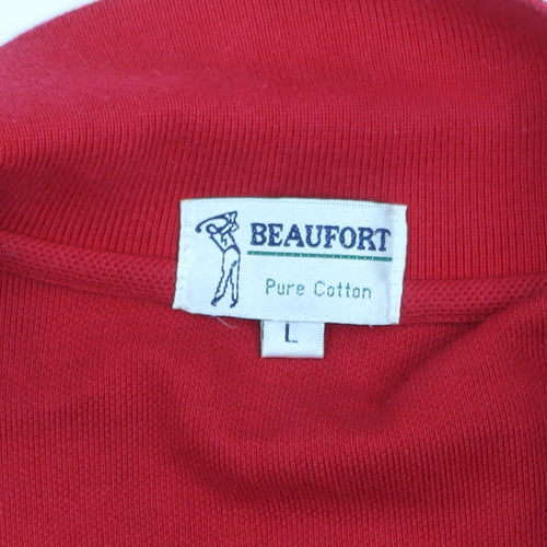 Beaufort Men's Red Cotton Polo Shirt Size L