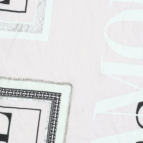 River Island Women's Pink Rhinestone T-Shirt - Size 10