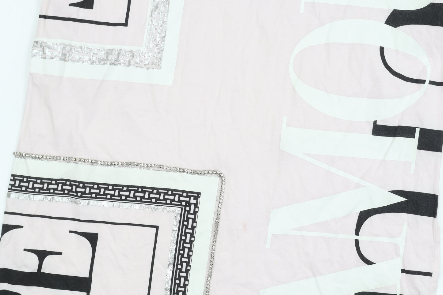 River Island Women's Pink Rhinestone T-Shirt - Size 10