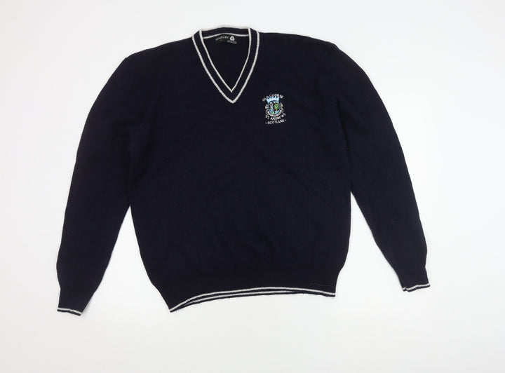 Henbury Men's Blue V-Neck Pullover Jumper L