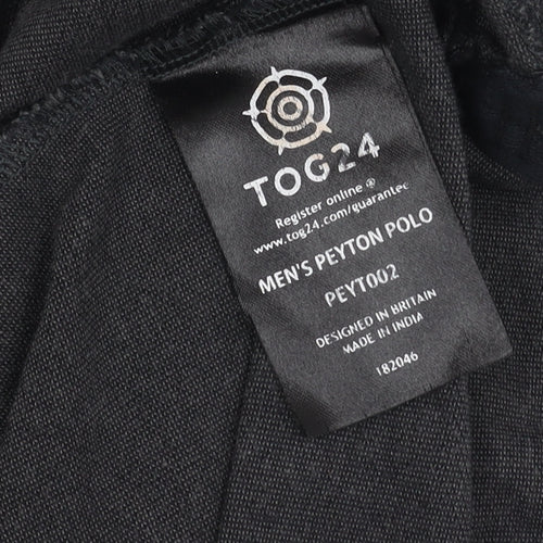TOG24 Men's Black Polo Shirt Medium Short Sleeve