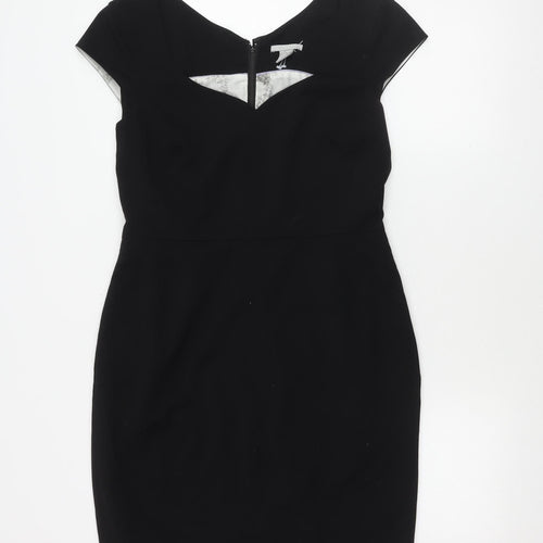 H&M Women's Black Sheath Dress - Size 14, Formal Elegance